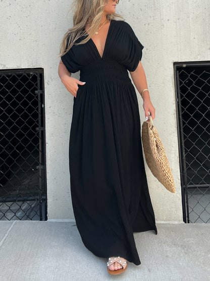 New Slit V-Neck Effortless Maxi Long Dress (Buy 2 Free Shipping)