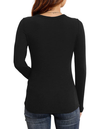 Women's Long Sleeve Stretch Slim Round Neck Ribbed Basic Shirts (BUY 3 FREE SHIPPING)