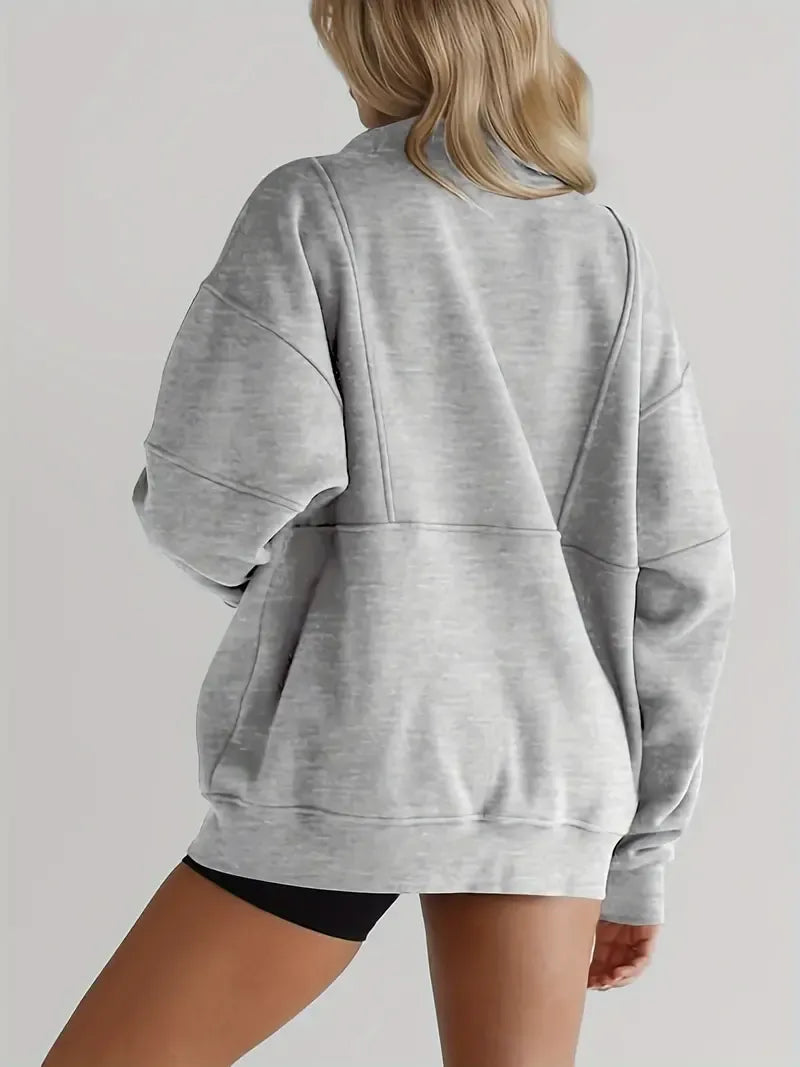 Solid Color Half-Zip Pullover Sweatshirt (BUY 2 FREE SHIPPING)