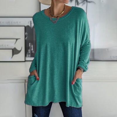 🔥HOT SALE-48% OFF-Round Neck Long Sleeve Pocket Solid T-Shirt