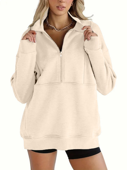 Solid Color Half-Zip Pullover Sweatshirt (BUY 2 FREE SHIPPING)