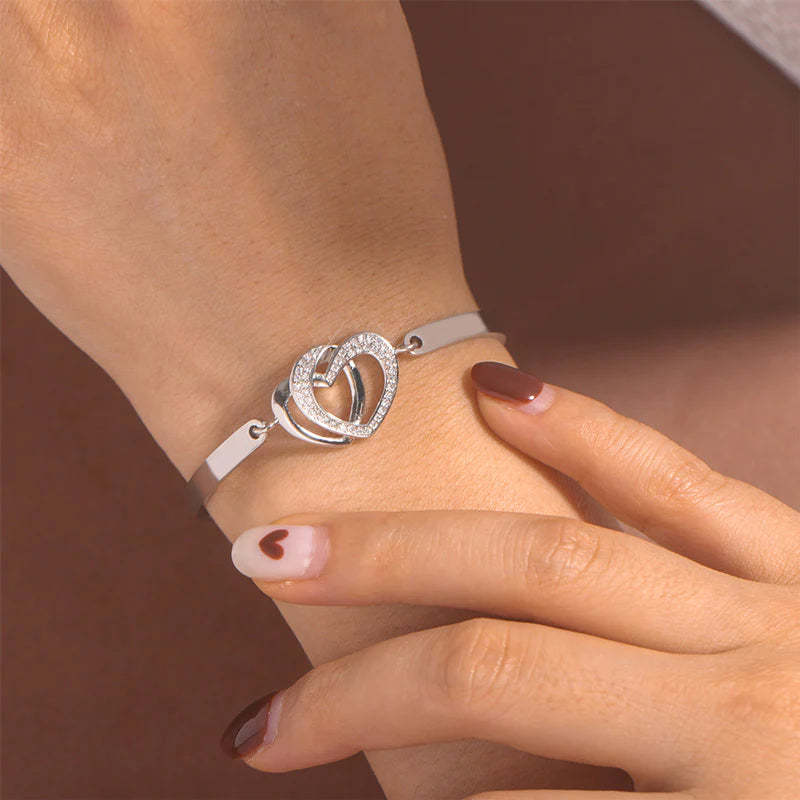 Mother & Daughter Forever Linked Together Double Heart Bracelet