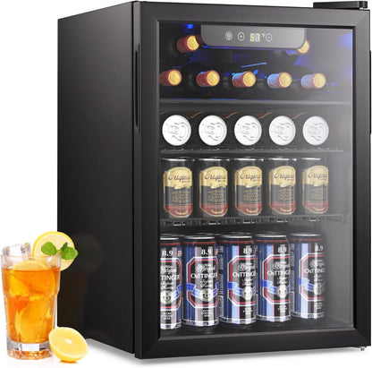 Mini Fridge 130 Can Beverage Refrigerator Cooler, 3.2 Cu.Ft Drink Fridge for Soda Wine Beer, Adjustable Temperature Control for Home Office, Black