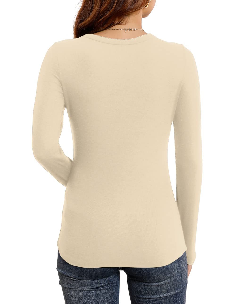 Women's Long Sleeve Stretch Slim Round Neck Ribbed Basic Shirts (BUY 3 FREE SHIPPING)