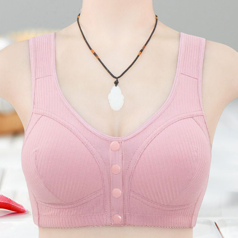 COMFORTABLE FRONT-CLOSURE WIRELESS PLUS SIZE BUTTON BRA BUY 1 GET 2 FREE(Please add 3 pcs to cart)