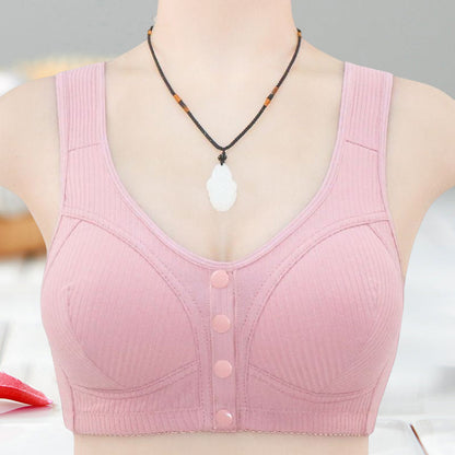 COMFORTABLE FRONT-CLOSURE WIRELESS PLUS SIZE BUTTON BRA BUY 1 GET 2 FREE(Please add 3 pcs to cart)