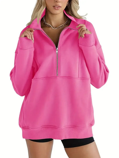 Solid Color Half-Zip Pullover Sweatshirt (BUY 2 FREE SHIPPING)