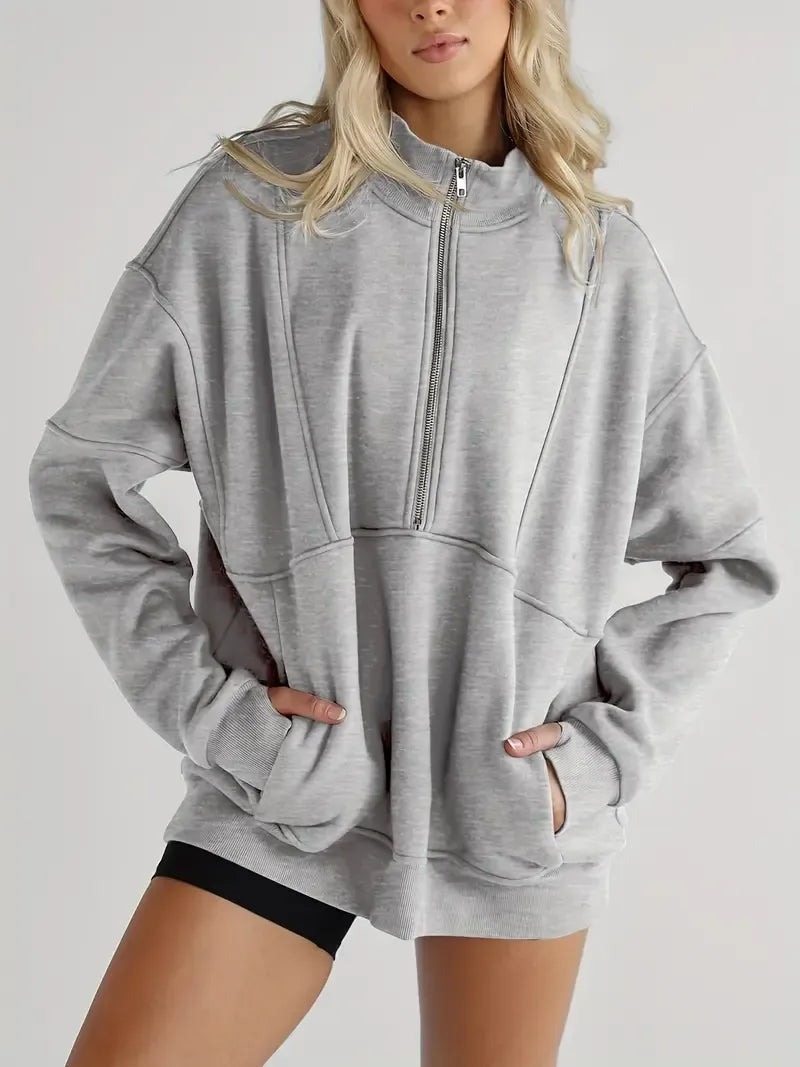 Solid Color Half-Zip Pullover Sweatshirt (BUY 2 FREE SHIPPING)