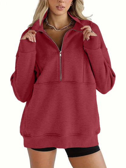 Solid Color Half-Zip Pullover Sweatshirt (BUY 2 FREE SHIPPING)