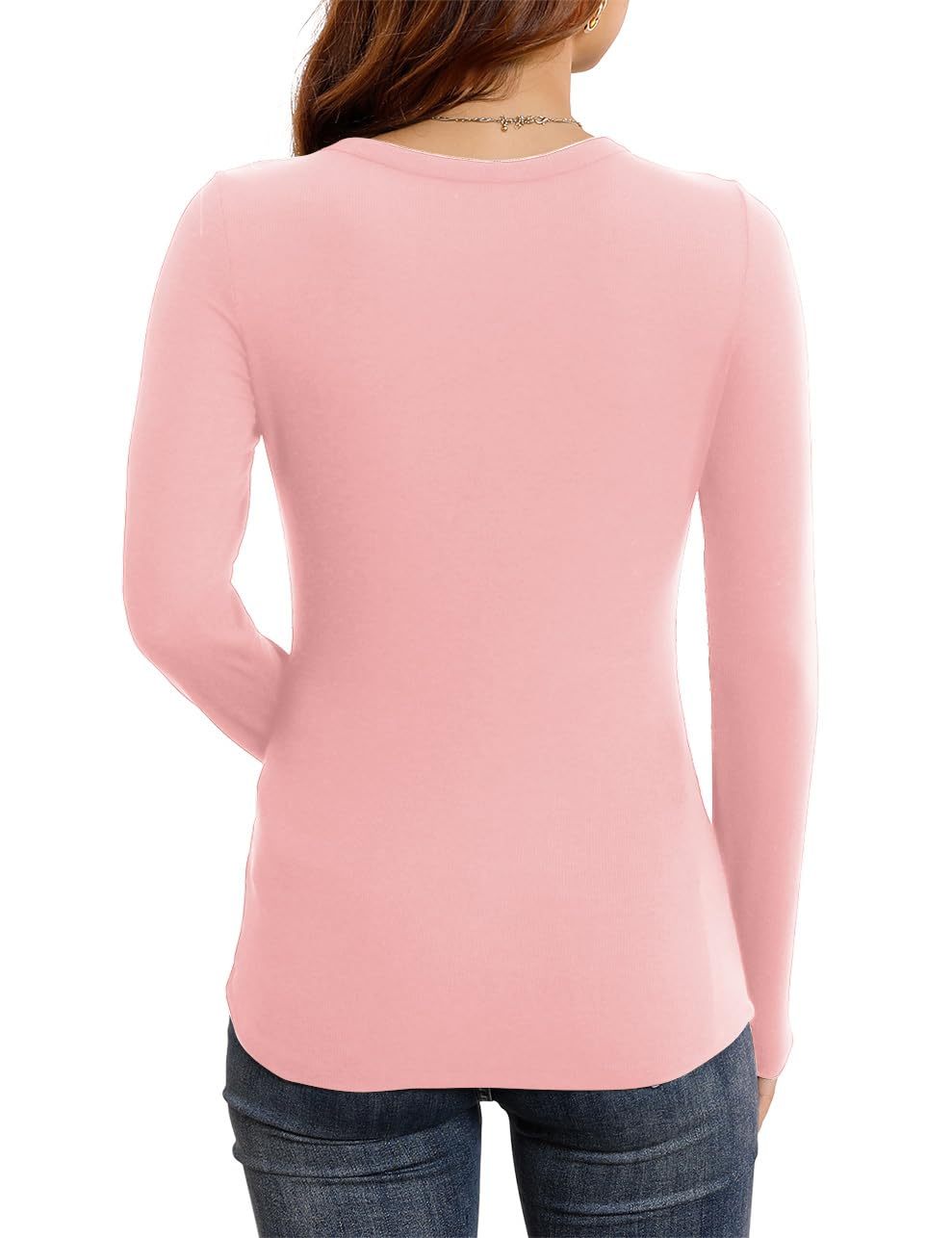 Women's Long Sleeve Stretch Slim Round Neck Ribbed Basic Shirts (BUY 3 FREE SHIPPING)