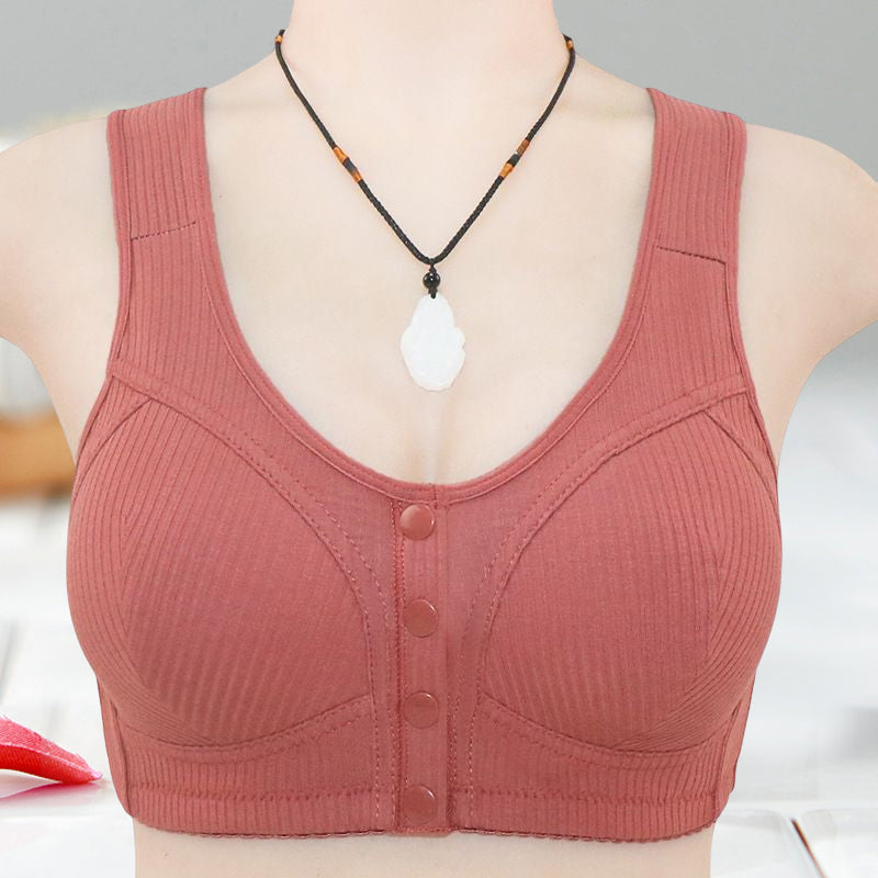 COMFORTABLE FRONT-CLOSURE WIRELESS PLUS SIZE BUTTON BRA BUY 1 GET 2 FREE(Please add 3 pcs to cart)