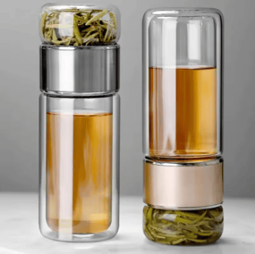 Double-layer thickened tea and water separation glass