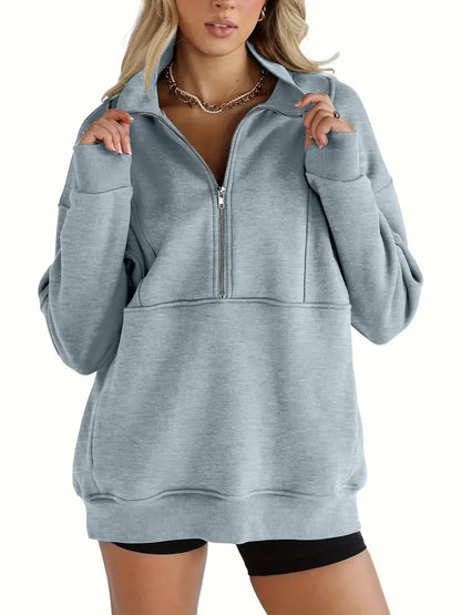 Solid Color Half-Zip Pullover Sweatshirt (BUY 2 FREE SHIPPING)