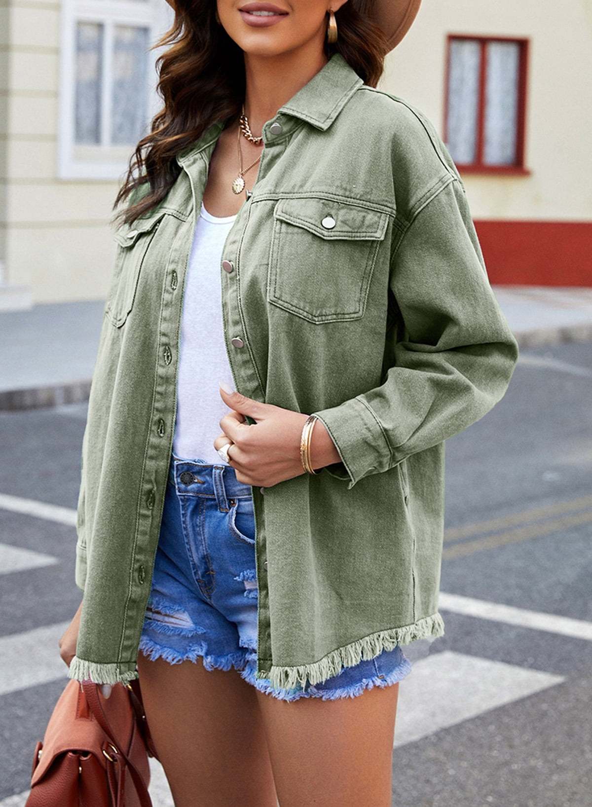 WOMEN'S CASUAL DENIM BUTTON DOWN DISTRESSED JACKET(BUY 2 FREE SHIPPING)