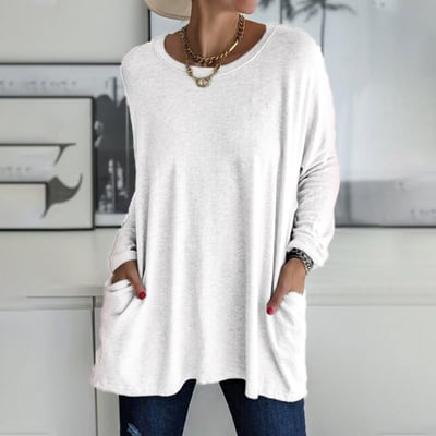 🔥HOT SALE-48% OFF-Round Neck Long Sleeve Pocket Solid T-Shirt