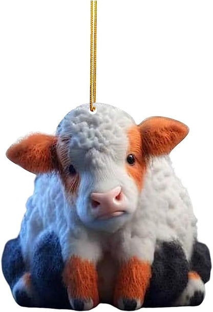 💝Cute Cartoon Cow Car Pendant Home Tree Decoration, Christmas Tree Ornament✨