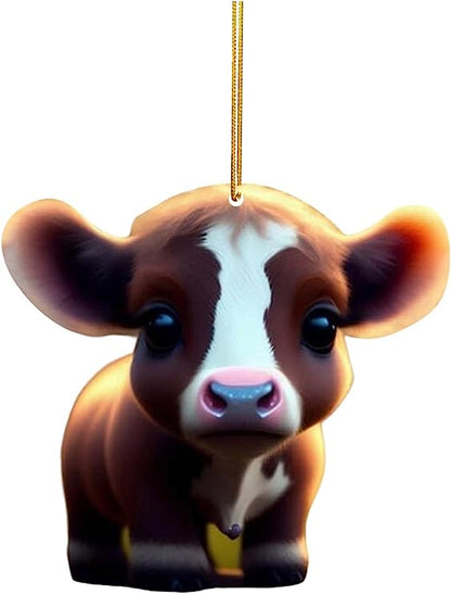 💝Mignon dessin animé vache voiture pendentif décoration d'arbre de maison, ornement d'arbre de Noël✨