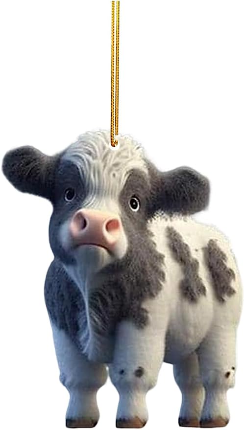 💝Mignon dessin animé vache voiture pendentif décoration d'arbre de maison, ornement d'arbre de Noël✨