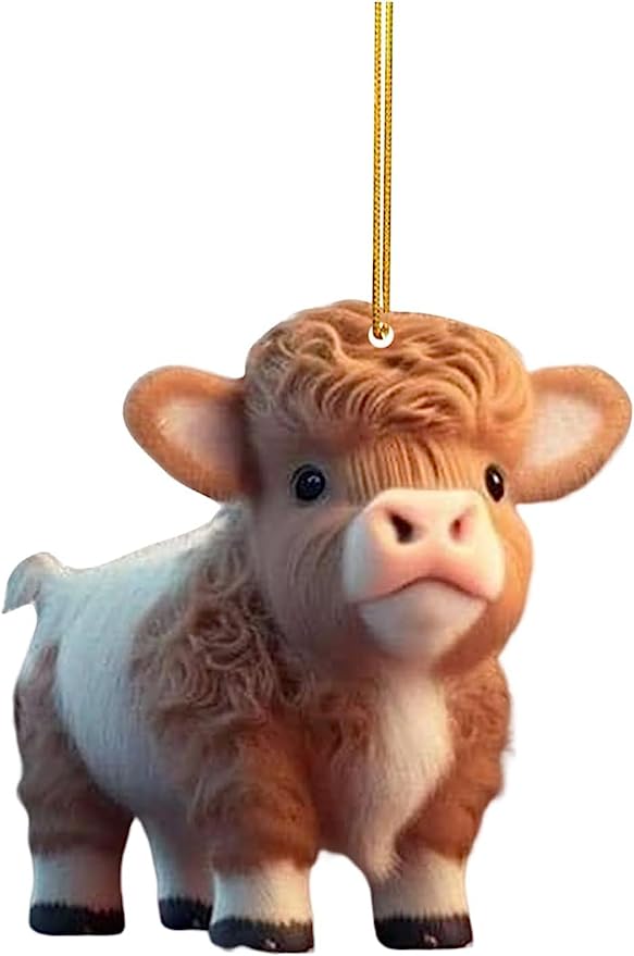 💝Mignon dessin animé vache voiture pendentif décoration d'arbre de maison, ornement d'arbre de Noël✨