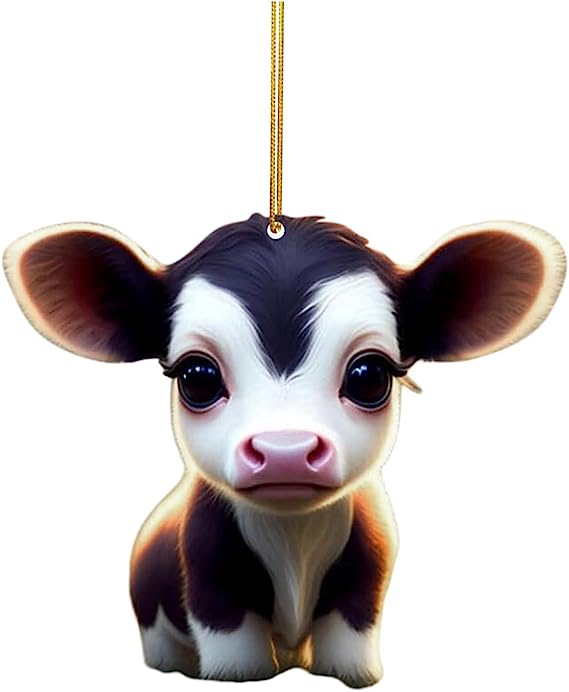 💝Mignon dessin animé vache voiture pendentif décoration d'arbre de maison, ornement d'arbre de Noël✨