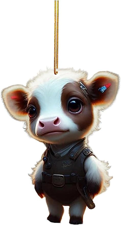 💝Cute Cartoon Cow Car Pendant Home Tree Decoration, Christmas Tree Ornament✨