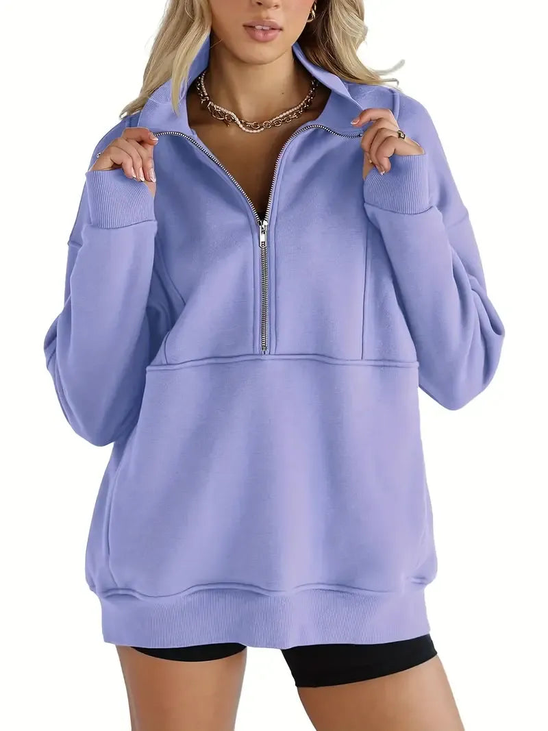 Solid Color Half-Zip Pullover Sweatshirt (BUY 2 FREE SHIPPING)