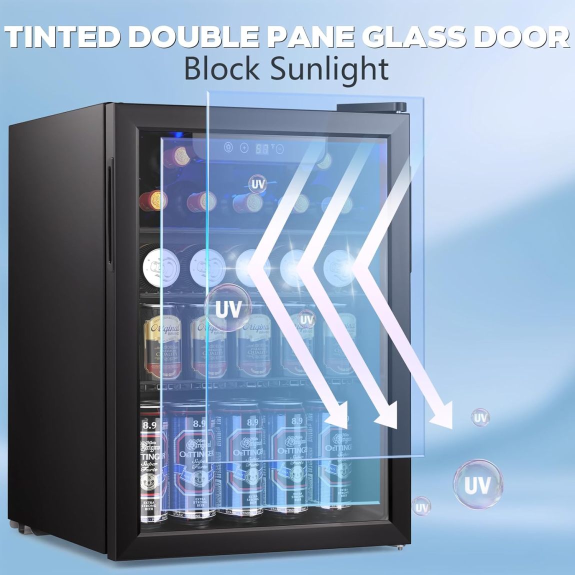 Mini Fridge 130 Can Beverage Refrigerator Cooler, 3.2 Cu.Ft Drink Fridge for Soda Wine Beer, Adjustable Temperature Control for Home Office, Black