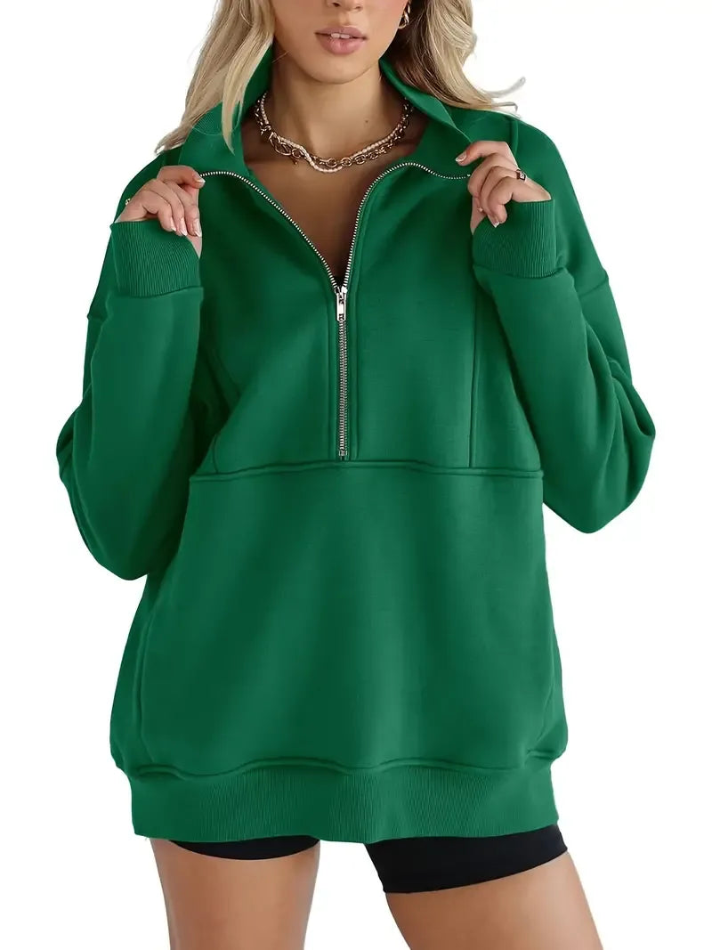 Solid Color Half-Zip Pullover Sweatshirt (BUY 2 FREE SHIPPING)