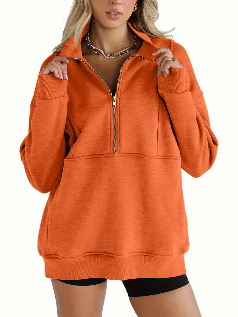 Solid Color Half-Zip Pullover Sweatshirt (BUY 2 FREE SHIPPING)