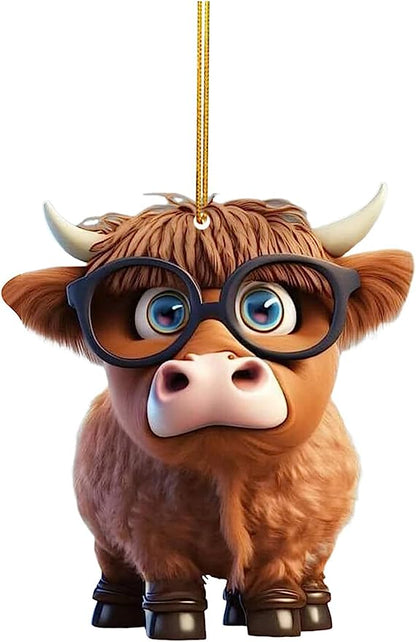 💝Cute Cartoon Cow Car Pendant Home Tree Decoration, Christmas Tree Ornament✨