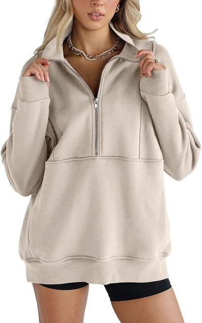 Solid Color Half-Zip Pullover Sweatshirt (BUY 2 FREE SHIPPING)