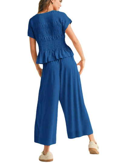 Limited time sale🔥Women's Pleated Top Wide Leg Pants Set with Pockets（Buy 2 Free Shipping）