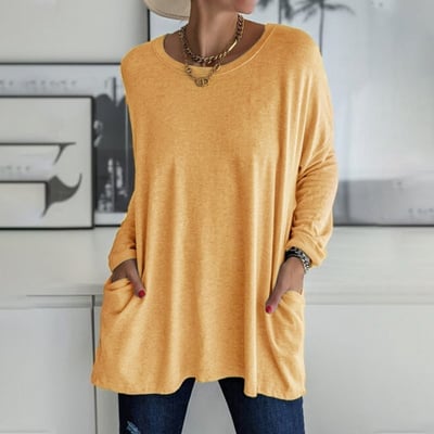 🔥HOT SALE-48% OFF-Round Neck Long Sleeve Pocket Solid T-Shirt