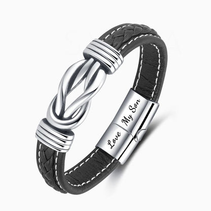 “Mother and Son Forever Linked Together" Braided Leather Bracelet