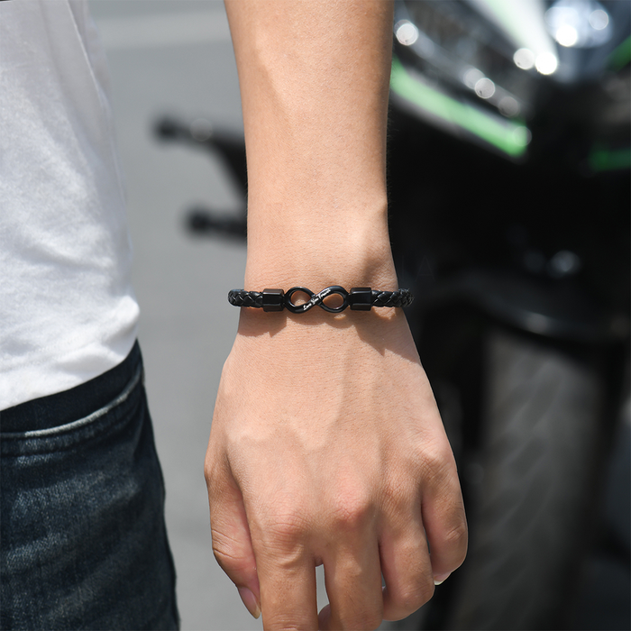 Mother and Son "Love You Forever" Infinity Leather Bracelet