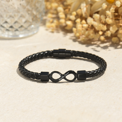 Mother and Son "Love You Forever" Infinity Leather Bracelet