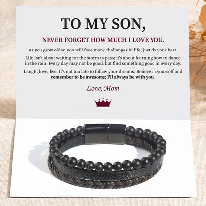 To My Son, I'll Always Be With You Volcanic Stone Calming Anxiety Bracelet