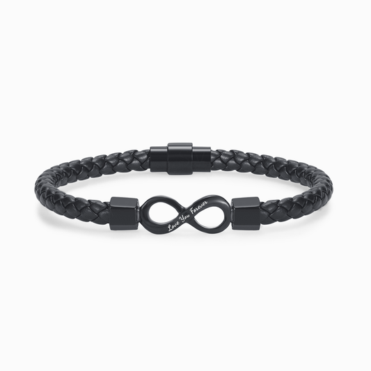 Mother and Son "Love You Forever" Infinity Leather Bracelet