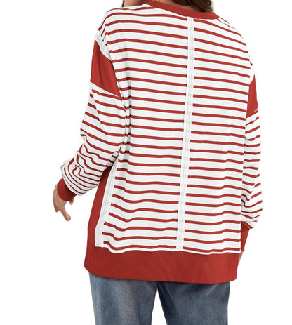 2024 STRIPED COLOR BLOCK OVERSIZED SWEATSHIRT(BUY 2 FREE SHIPPING)