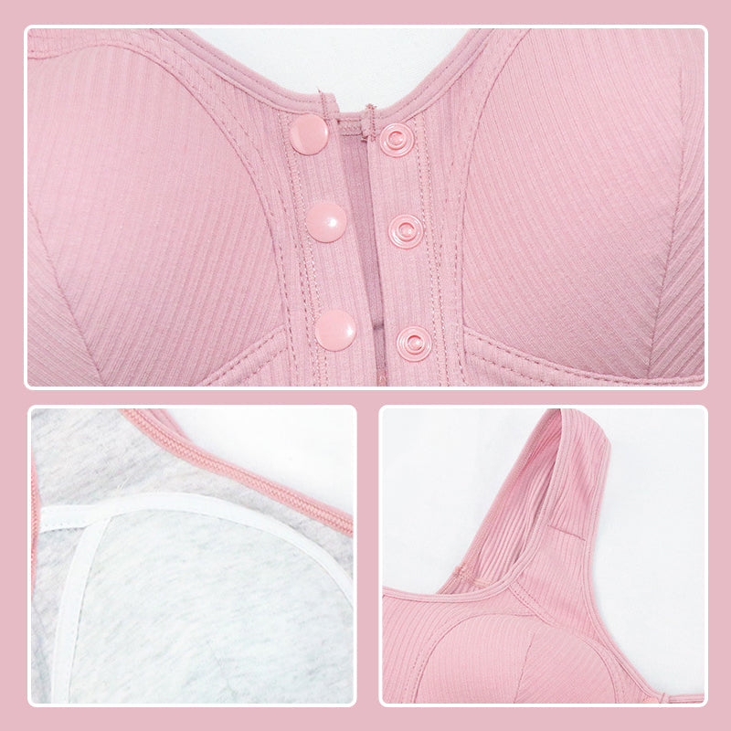 COMFORTABLE FRONT-CLOSURE WIRELESS PLUS SIZE BUTTON BRA BUY 1 GET 2 FREE(Please add 3 pcs to cart)