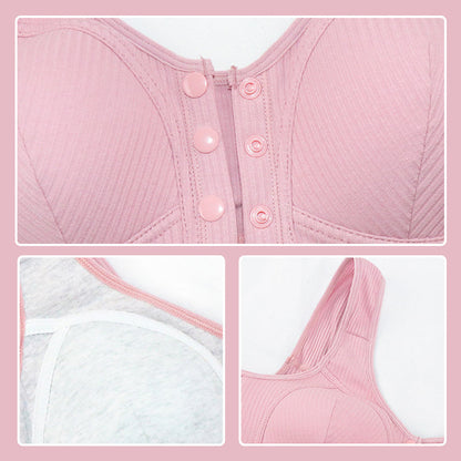 COMFORTABLE FRONT-CLOSURE WIRELESS PLUS SIZE BUTTON BRA BUY 1 GET 2 FREE(Please add 3 pcs to cart)