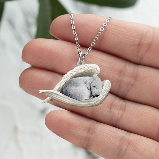 Bedlington Terrier Sleeping Angel Stainless Steel Necklace