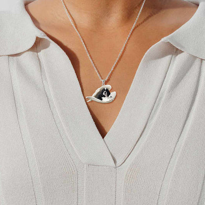 Cocker Spaniel (noir et blanc) Collier en acier inoxydable ange endormi