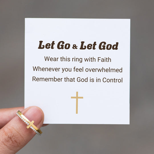 LET GOD BE IN CONTROL GOLDEN CROSS RING