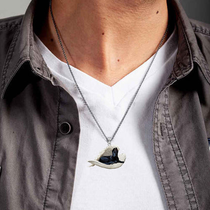 Collier en acier inoxydable berger allemand (noir) ange endormi