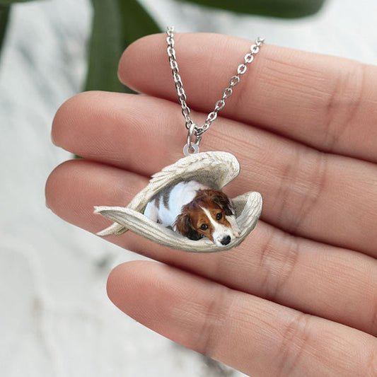 Nederlandse Kooikerhondje Collier en acier inoxydable ange endormi