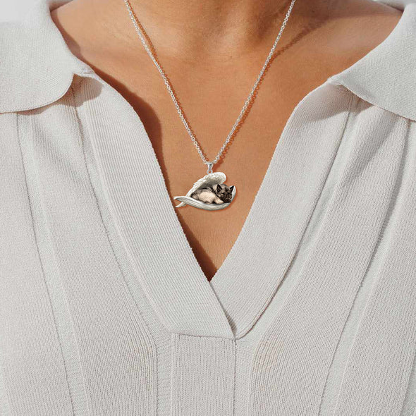 Collier norvégien d’acier inoxydable d’ange endormi de Elkhound