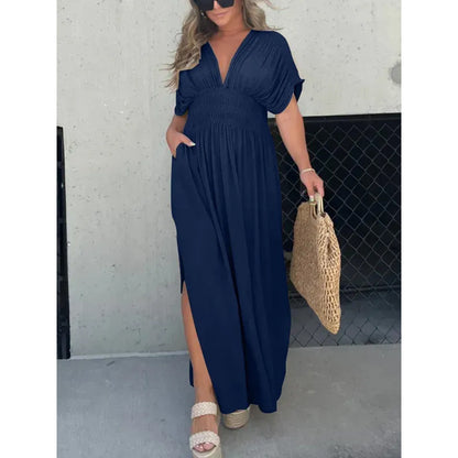 New Slit V-Neck Effortless Maxi Long Dress (Buy 2 Free Shipping)