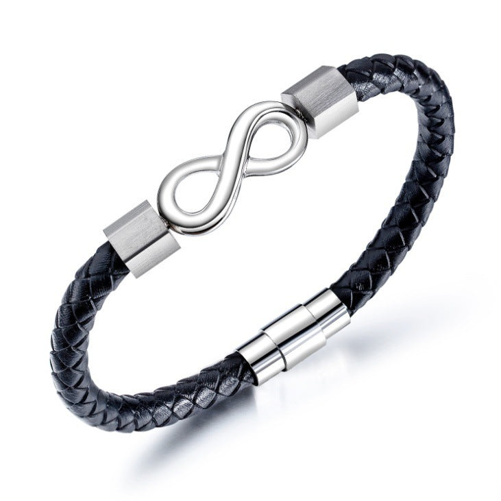 Mother and Son "Love You Forever" Infinity Leather Bracelet