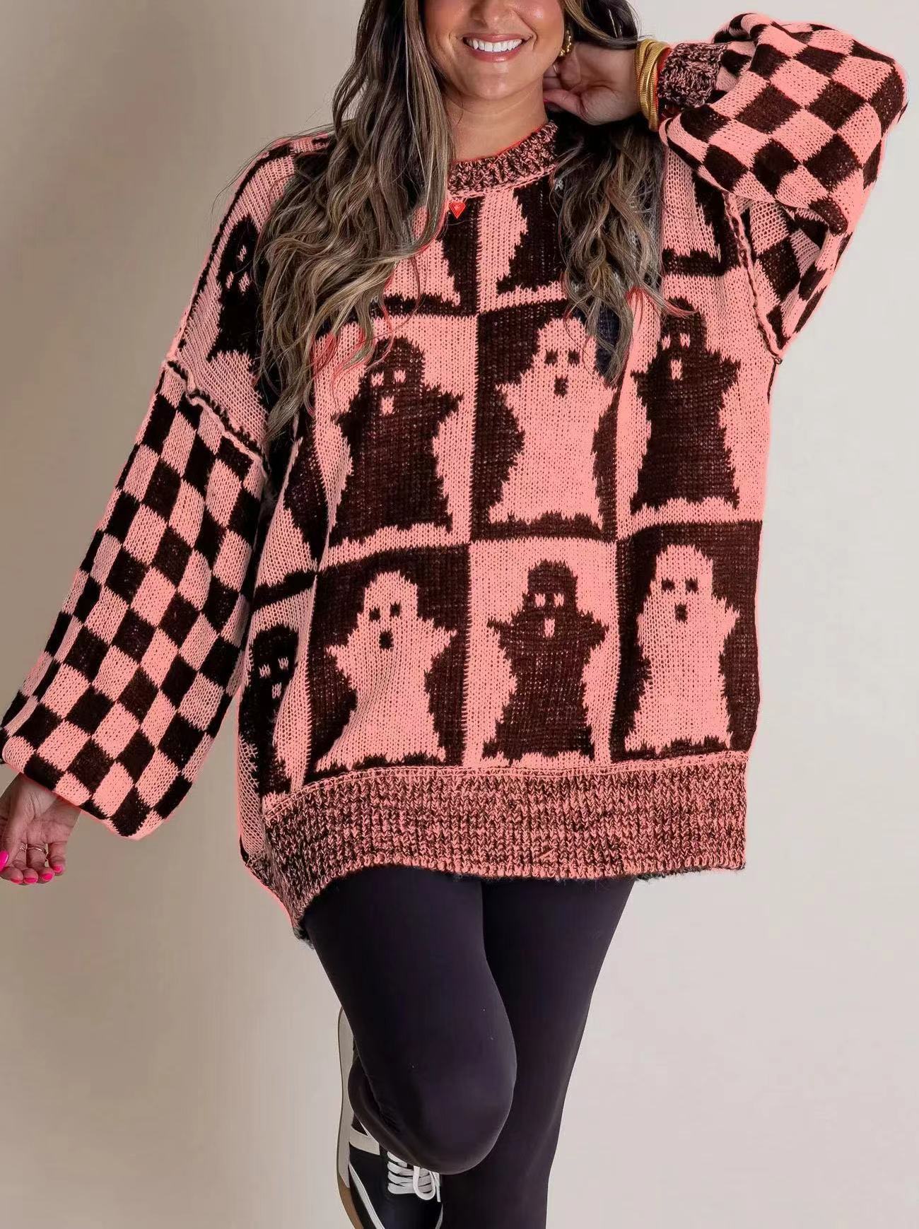 ☘️NEW ARRIVALS ✨WOMEN’S HALLOWEEN CHECKERED SWEATER-SPOOKY SEASON